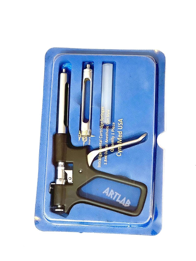 artlab German Stainless Dental Syringe intraligamental 1.8ml anesthetic Power Syringe Dental Instrument Anesthesia Dental Syringe-Gun Type (Black HANDL FIG2) - Image 1